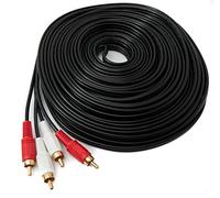 System-S Cable RCA 2 RCA de 20 m macho a macho, adaptador AV estéreo en negro