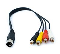 SYSTEM-S Cable RCA 4 RCA de 30 cm hembra a DIN macho adaptador estéreo de 5 pines, color negro