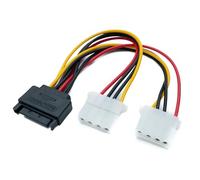 System-S Cable SATA Y de 20 cm, 15 pines macho a 2 conectores Molex LP4 IDE de 4 pines hembra