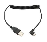System-S Cable USB 2.0 de 120 cm Tipo A Macho a Micro B Macho en Espiral ángulo en Negro