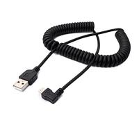 System-S Cable USB 2.0 de 200 cm tipo A macho a Micro B macho en espiral en ángulo negro
