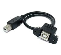 SYSTEM-S Cable USB 2.0 de 30 cm Tipo B Macho a Hembra con Tornillo Adaptador en Negro.