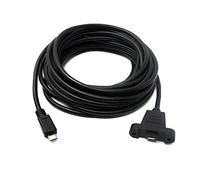 System-S Cable USB 2.0 de 5 m, Micro B Macho a Hembra Adaptador Tornillo en Negro