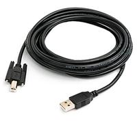 System-S Cable USB 2.0 de 5 m, tipo A macho a B macho, adaptador de tornillo en negro.