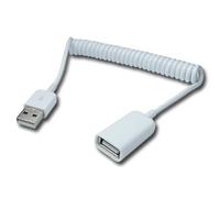 System-S Cable USB 2.0 de 90 cm Tipo A Macho a Hembra en Espiral Extensible Adaptador en Blanco
