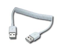 System-S Cable USB 2.0 de 90 cm tipo A macho a macho en espiral extensible adaptador en blanco