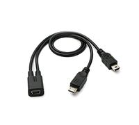 System-S Cable USB 2.0 Y de 30 cm Mini B Hembra a Macho + Adaptador Micro B Macho Negro