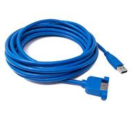 System-S Cable USB 3.0, 5 m, Tipo A Macho a Hembra, Adaptador de Tornillo, Color Azul