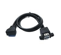 SYSTEM-S Cable USB 3.0 50 cm 20 Pin a 2X Tipo A bus Panel montaje ángulo en ángulo