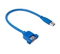 System-S Cable USB 3.0 de 30 cm, Tipo A Macho a Hembra, Adaptador de Tornillo, Color Azul