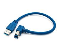 SYSTEM-S Cable USB 3.0 de 30 cm tipo B macho a tipo A macho, ángulo en color azul