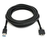 System-S Cable USB 3.0 de 5 m Micro B macho a tipo A, adaptador de tornillo, color negro