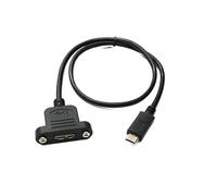 System-S Cable USB 3.0 de 50 cm Micro B Hembra a 3.1 Tipo C Macho Panel Mount Tornillo Adaptador 5 Gbps 100 W