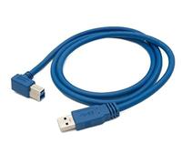 SYSTEM-S Cable USB 3.0 de 6 pies tipo B macho a tipo A macho, ángulo en color azul