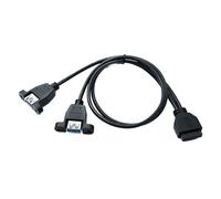 System-S Cable USB 3.0 Y de 50 cm, 19 Pines Hembra a 2 x 3.0 Tipo A Hembra para Placa Base, Tornillo de Montaje de Panel