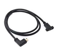 System-S Cable USB 3.1 de 100 cm, Tipo C Macho a Hembra, Adaptador en ángulo de Tornillo, Color Negro.