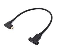 System-S Cable USB 3.1 de 30 cm, Tipo C Macho a Hembra, Adaptador en ángulo de Tornillo, Color Negro.