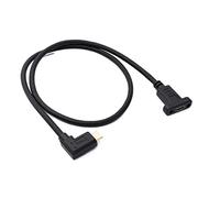 System-S Cable USB 3.1 de 60 cm, Tipo C Macho a Hembra, Adaptador en ángulo de Tornillo, Color Negro