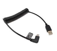 SYSTEM-S Cable USB Tipo A a USB Tipo C 3.1 en ángulo de 90°, Cable en Espiral, 40-100 cm, Negro