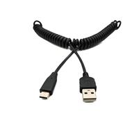 System-S Cable USB tipo C 3.1 a USB 2.0 en espiral, 30 cm - 50 cm, color negro 51801495