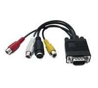 System-S Cable VGA 2 en 1 de 20 cm macho a S-Video hembra y RCA 3 RCA Composite hembra