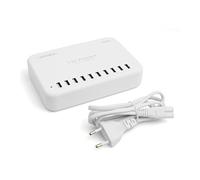 SYSTEM-S Hub USB 10 x 2.0 Tipo A Hembra a Fuente de alimentación 120 W 5 V múltiple 10 Puertos Cargador estación de Carga