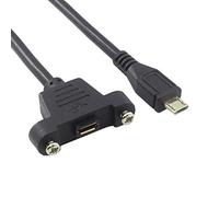 System-S Micro USB Panel Mount to Micro USB Buchse mit Screw Nuts 50 cm