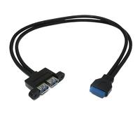 SYSTEM-S USB 3.0 cable 25 cm 20 pin a 2X tipo A panel hembra montaje 5 Gbit/s 100 W