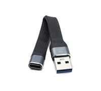 SYSTEM-S USB 3.1 Gen 2 cable 10 cm tipo C hembra a 3.0 A enchufe cable plano 10 Gbit/s 100W