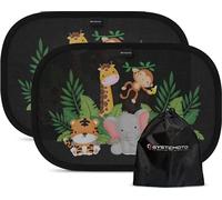 Systemoto Protección solar para coche para bebé - Extra oscura - Protección UV certificada - Juego de 2 parasoles para ventanas de coche para niños (Vida Silvestre)