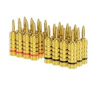 SYSTON - Conectores banana para altavoz, 12 pares/24 piezas, juego de conectores chapados en oro de 24 quilates para conexiones de audio seguras de alta fidelidad, para cable de altavoz, sistemas de
