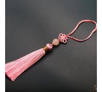 SYSUII 10 piezas Mini Borlas, Llaveros de Borla Seda Hecho a Mano con Cuentas Marcador Borla Colgante Pequeño Nudo Chino para DIY Joyería Pendiente Artesanía Llavero Rosa