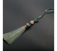 SYSUII 10 piezas Mini Borlas, Llaveros de Borla Seda Hecho a Mano con Cuentas Marcador Borla Colgante Pequeño Nudo Chino para DIY Joyería Pendiente Artesanía Llavero -Verde