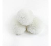 SYSUII 20 pompones de pelo sintético de 5 cm, pompón de pelo artificial para gorros de punto y gorros, llaveros, colgantes, manualidades, mapache, bola de pelo, colgante DIY blanco