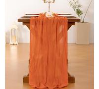 SYSUII 6 caminos de mesa de 90 x 400 cm, color naranja, bohemio, gasa, mantel rústico, lavable, decoración de mesa para bodas, despedidas de soltera, banquete, decoración de mesa