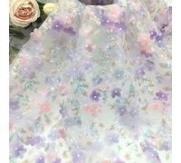 SYSUII Tela de lentejuelas bordadas 130 cm x 200 cm, flores 3D con purpurina para coser, tela decorativa de lentejuelas brillantes para manualidades, ropa, vestido de boda, decoración, fotografía