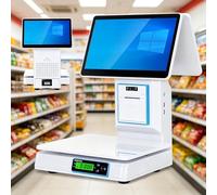 SYSXLT Sistema TPV Todo en uno con báscula Terminal TPV Inteligente con Pantalla táctil Máquina de Pago rápido para supermercados Tiendas minoristas restaurantes de Comida rápida(Dualscreen)