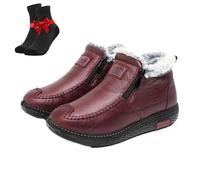 SYT-MD Botas de nieve de algodón antideslizantes e impermeables for mujer, botas de nieve de invierno, botines de nieve gruesos y cálidos.(Wine red,40 EU)