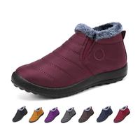 SYT-MD Botas ortopédicas impermeables y cálidas for mujer, botas de nieve de invierno, zapatos ligeros y sin cordones for caminar.(Wine red,44 EU)
