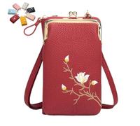 SYT-MD Shamfreshen Women Sling Cross-Body Wallet, Multiple Compartments Phone Wallet with Adjustable Shoulder Rope(Red)