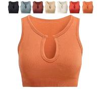 SYT-MD Top corto Shape Me Up de Getheyshape, sujetador de alta resistencia a prueba de golpes for mujer, espalda fruncida y antiflacidez.(Orange,S)