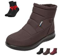 SYT-MD Women's Cozy Winter Waterproof Anti-Slip Orthopedic Boots, Women's Warm Winter Boots, Fur Lined Ankle Boots(Brown,41 EU)