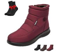 SYT-MD Women's Cozy Winter Waterproof Anti-Slip Orthopedic Boots, Women's Warm Winter Boots, Fur Lined Ankle Boots(Red,36 EU)
