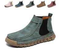 SYT-MD Women's Handmade Non-Slip Orthopedic Shoes Lightweight Comfortable Elasticity Slip On Mid Top Hiking Ankle Boots(Green,37 EU)