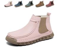 SYT-MD Women's Handmade Non-Slip Orthopedic Shoes Lightweight Comfortable Elasticity Slip On Mid Top Hiking Ankle Boots(Pink,37 EU)