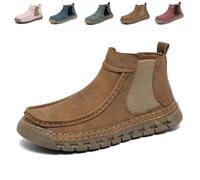 SYT-MD Women's Handmade Non-Slip Orthopedic Shoes Lightweight Comfortable Elasticity Slip On Mid Top Hiking Ankle Boots(Brown,36 EU)