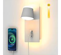 Sytmhoe Aplique de pared blanco con interruptor, puerto de carga USB tipo C, 16 W, 3000 K, LED regulable, pantalla de aluminio para lectura, ideal para dormitorio, sala de estar o apartamento.