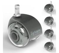 Sytopia Juego de 5 ruedas universales para silla de oficina, 11 x 22 mm, perfectas ruedas de goma silenciosas para sillas de oficina, ruedas para suelos duros, suelos de parquet (gris claro, no 1KEA)