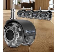 Sytopia Ruedas para silla de oficina con pasador de 11 x 22 mm, juego de 5 ruedas giratorias para suelos de madera dura, alfombras, laminados y azulejos, reemplazo de alfombrilla de silla de oficina,