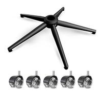 Sytopia Silla de oficina con base en cruz con ruedas, base metálica universal de 60 cm, para silla giratoria y silla de juegos, soporta hasta 1180 kg, juego completo